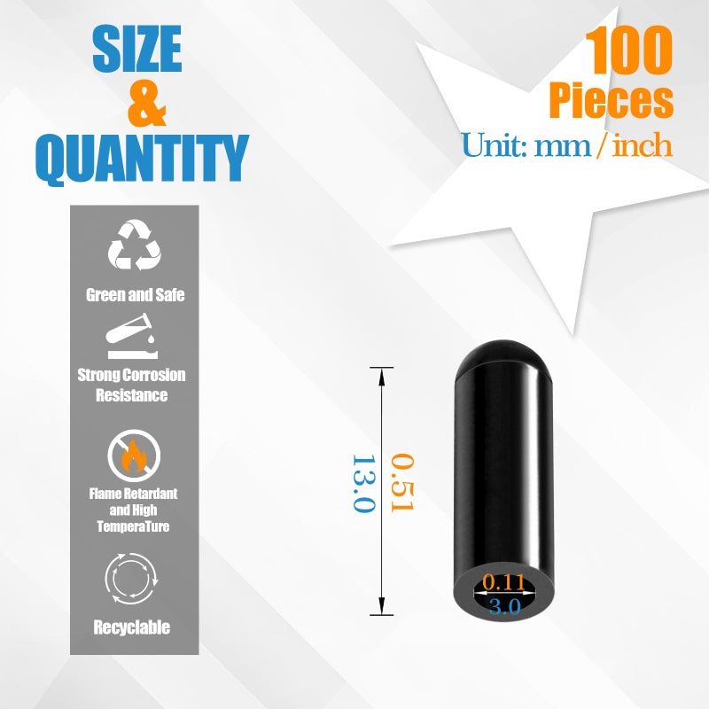 CQRobot Silicone End Caps 100pcs 1/8 Inch High Temp Protective Flexible Screw Thread Protectors Bolt Covers Screw Caps Kit for Metal Tube Rod - Image 2
